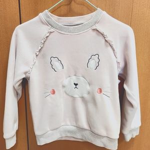 Girls Light Pink Bunny Round Neck Long Sleeve Top 120/60 5T-6T
